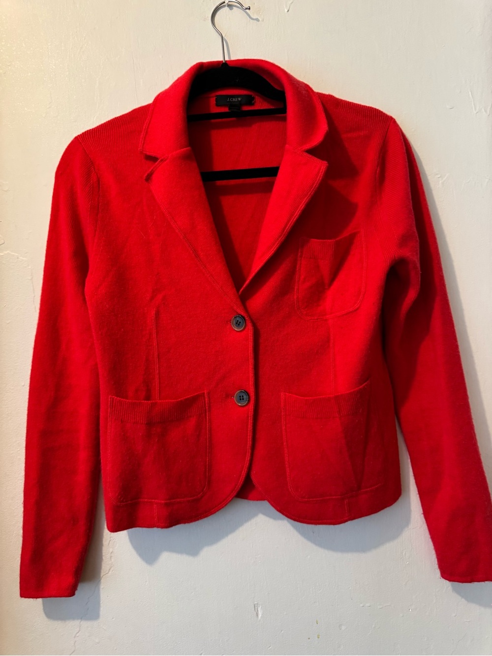 J. Crew Vibrant Red Knit Blazer Jacket